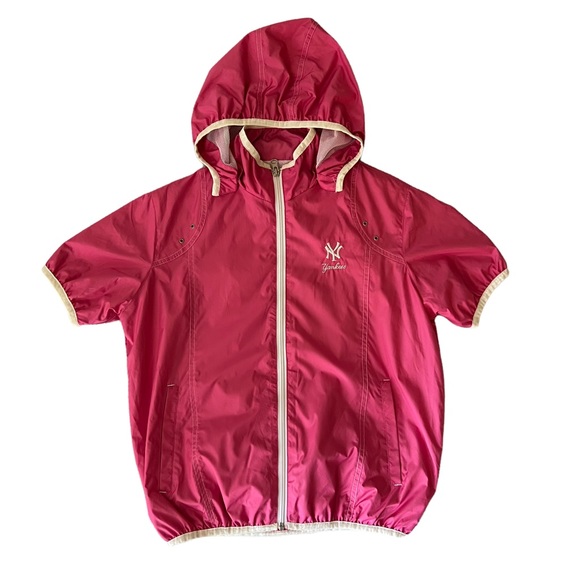 Girls NY Yankees New York Yankees Short Sleeve Windbreaker Pink M 8/10 - Picture 1 of 10